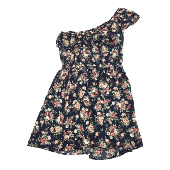 Vintage Y2K Floral Ruffle asymmetrical Mini dress Cottagecore boho spring - Picture 4 of 12